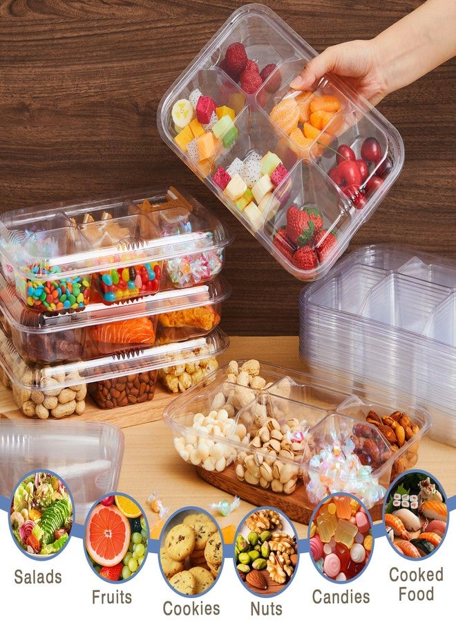 Mysora 20 Pack Bento Snack Containers 6 Compartment Disposable Meal Prep Lunch Container with Lid 11.8 x 8 Inch Clear Divided Snack Box Lunchable Veggie Tray for School Office Work Travel Picnic Party - Image 5